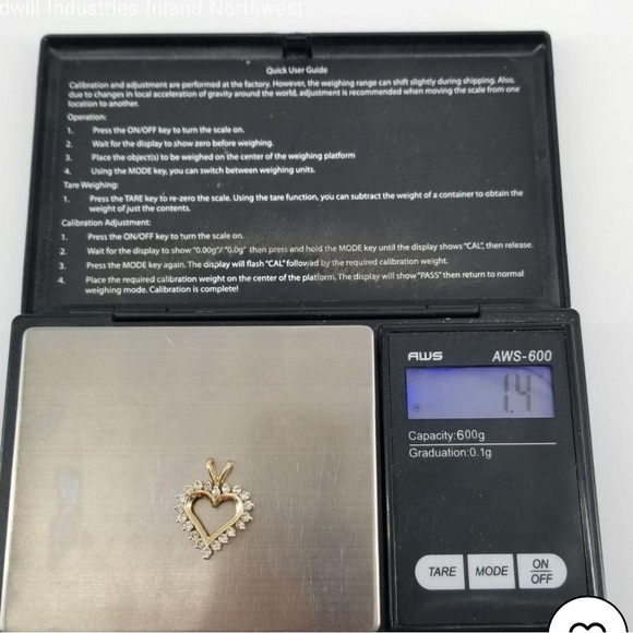 14k diamond heart pendant necklace 1.4g - Picture 5 of 6